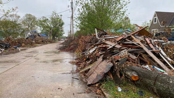 Streets filled with debris such as trees, roofing, and junk after a big storm hit Tamworth